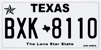 TX license plate BXK8110