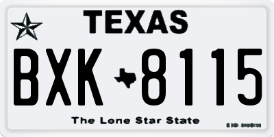 TX license plate BXK8115