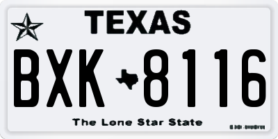 TX license plate BXK8116