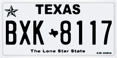 TX license plate BXK8117