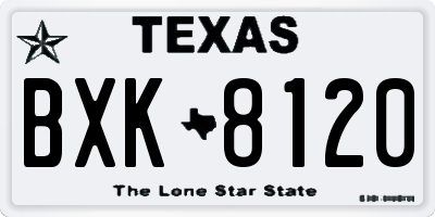 TX license plate BXK8120