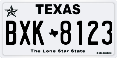 TX license plate BXK8123