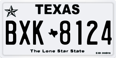 TX license plate BXK8124
