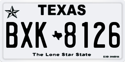 TX license plate BXK8126