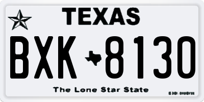 TX license plate BXK8130