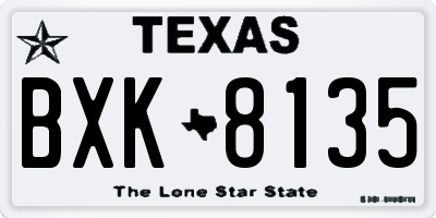 TX license plate BXK8135