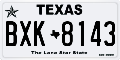 TX license plate BXK8143