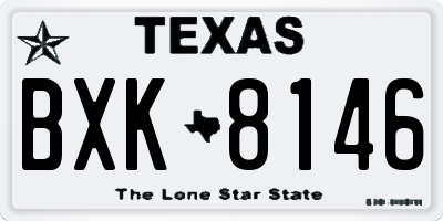 TX license plate BXK8146