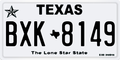 TX license plate BXK8149