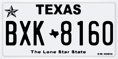 TX license plate BXK8160