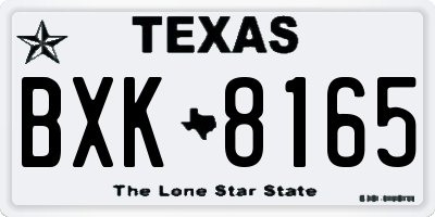TX license plate BXK8165