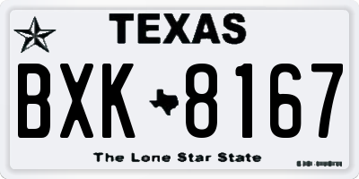 TX license plate BXK8167