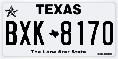 TX license plate BXK8170