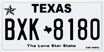 TX license plate BXK8180