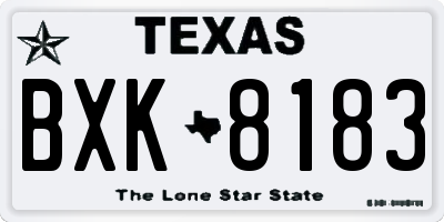 TX license plate BXK8183