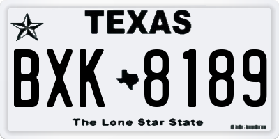 TX license plate BXK8189