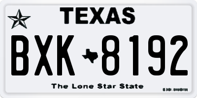 TX license plate BXK8192