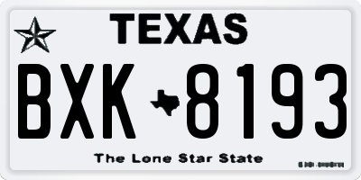 TX license plate BXK8193