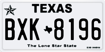 TX license plate BXK8196