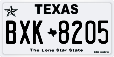 TX license plate BXK8205