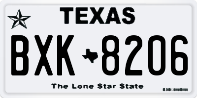 TX license plate BXK8206
