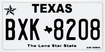 TX license plate BXK8208