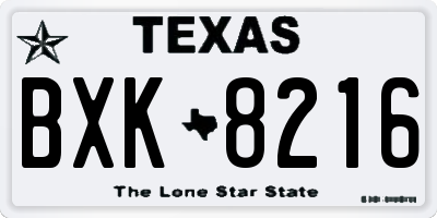 TX license plate BXK8216