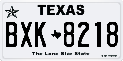 TX license plate BXK8218
