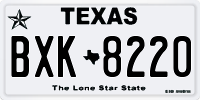 TX license plate BXK8220