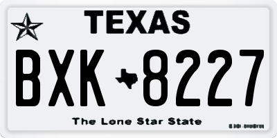TX license plate BXK8227