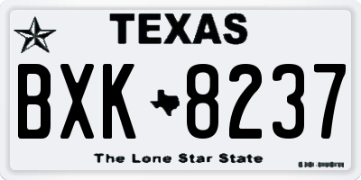TX license plate BXK8237