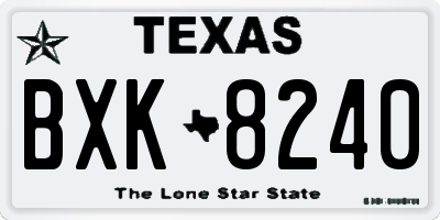 TX license plate BXK8240