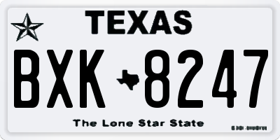 TX license plate BXK8247
