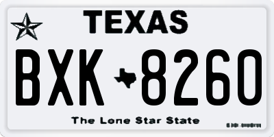 TX license plate BXK8260