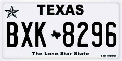 TX license plate BXK8296