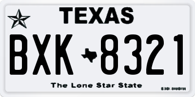 TX license plate BXK8321
