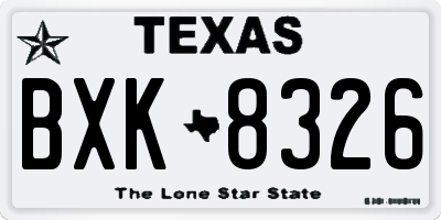 TX license plate BXK8326