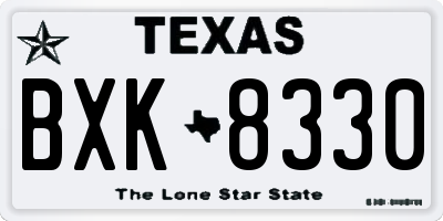 TX license plate BXK8330