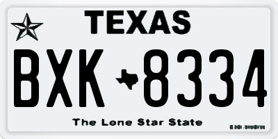 TX license plate BXK8334