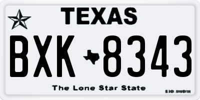 TX license plate BXK8343
