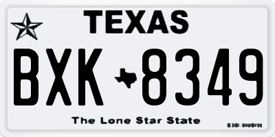 TX license plate BXK8349