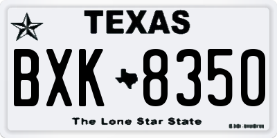 TX license plate BXK8350