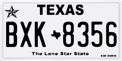 TX license plate BXK8356
