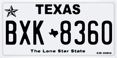 TX license plate BXK8360