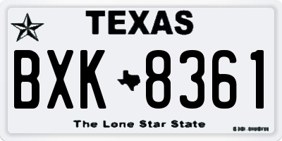 TX license plate BXK8361