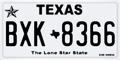 TX license plate BXK8366