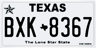 TX license plate BXK8367