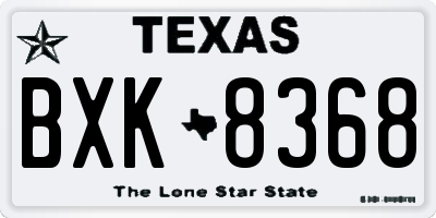 TX license plate BXK8368