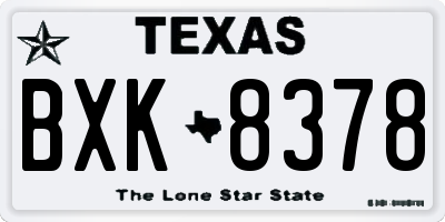 TX license plate BXK8378