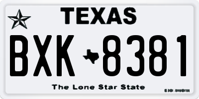 TX license plate BXK8381